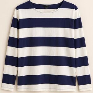 J. Crew Women’s Long Sleeve Blue/White Striped Shirt Size XS 100% Cotton Shirt